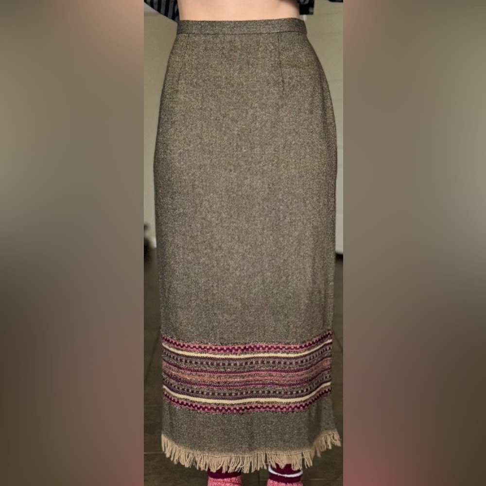 Vintage Brown Wool Blanket Skirt Maxi Sag Harbor Skirt 4 8